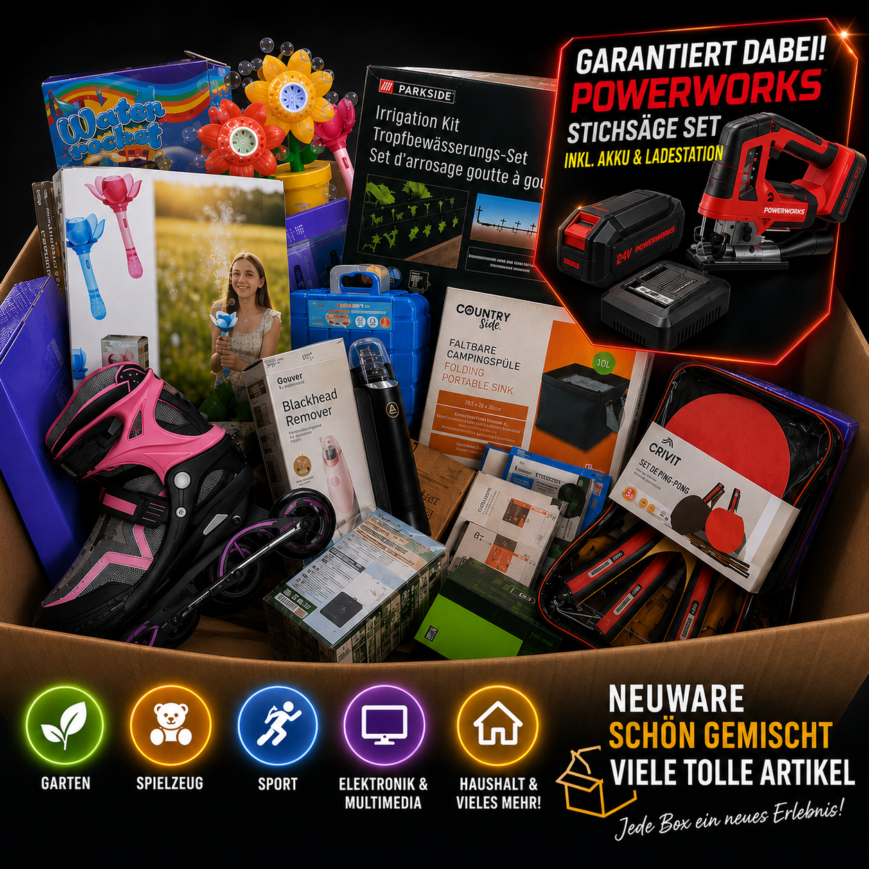 Mystery Box Neuware Mix - 70 bis 90 Teile - Preis inkl. MwSt.